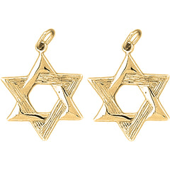 Yellow Gold-plated Silver 24mm Star of David Earrings