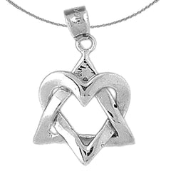 10K, 14K or 18K Gold Star of David with Heart Pendant