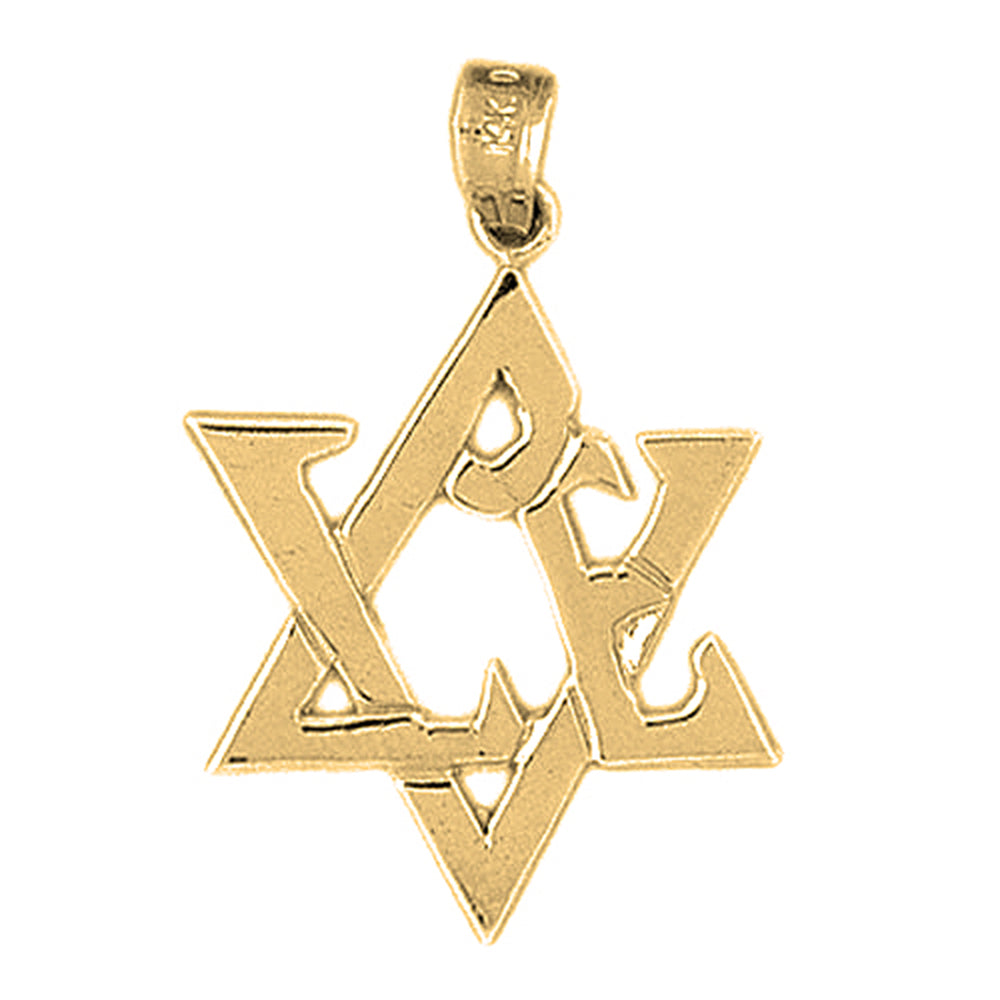 10K, 14K or 18K Gold Love and Heart Star of David Pendant