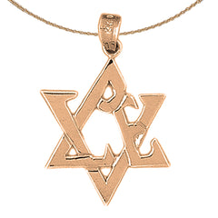 10K, 14K or 18K Gold Love and Heart Star of David Pendant