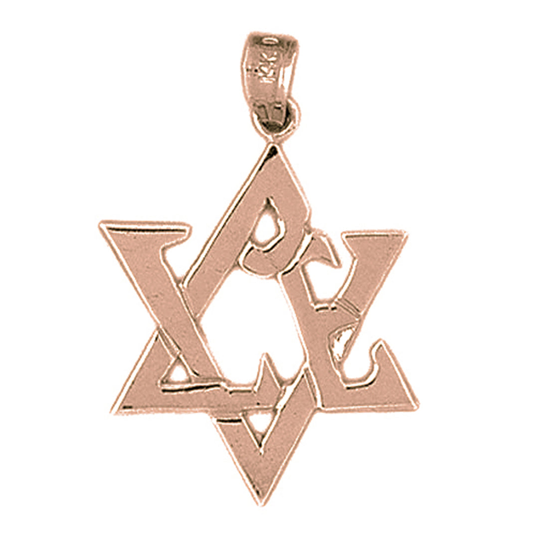 10K, 14K or 18K Gold Love and Heart Star of David Pendant