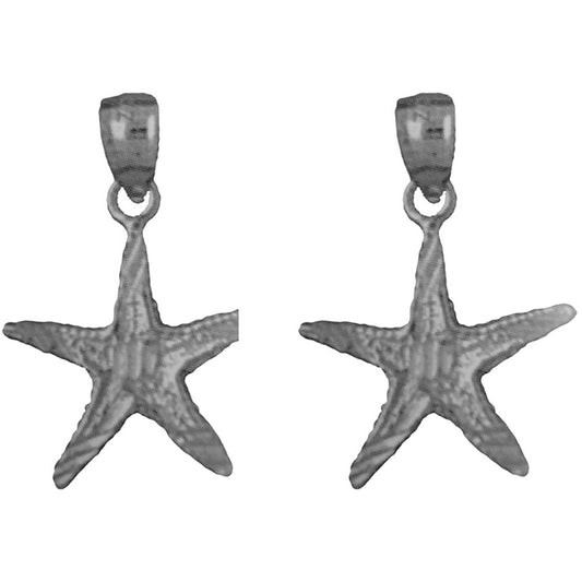 Sterling Silver 23mm Starfish Earrings