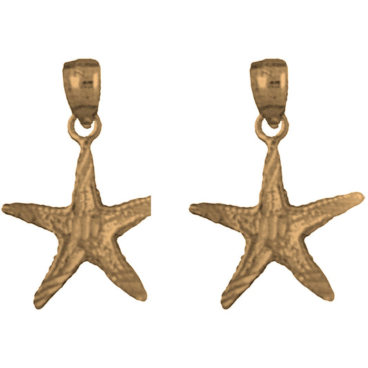 Yellow Gold-plated Silver 23mm Starfish Earrings