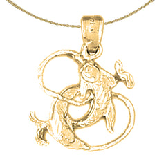 10K, 14K or 18K Gold Zodiac - Pisces Pendant