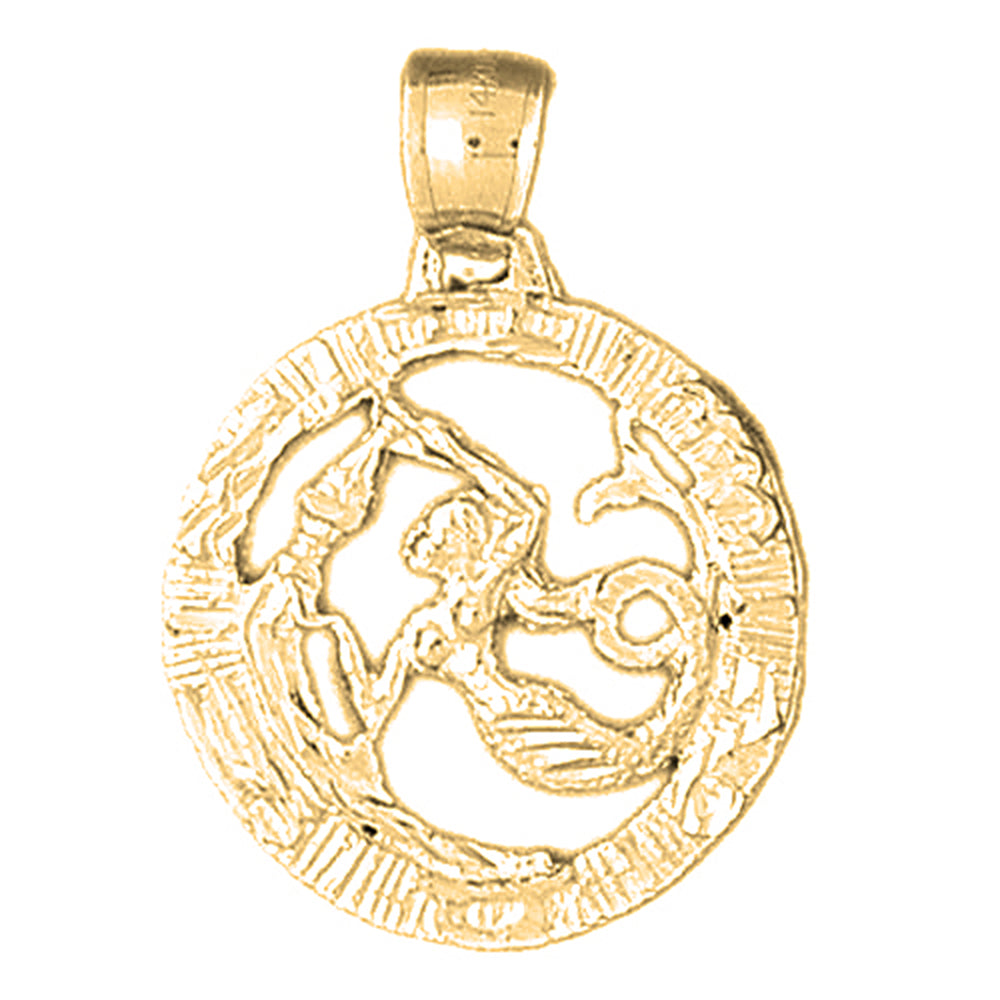 10K, 14K or 18K Gold Zodiac - Aquarius Pendant