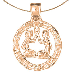 10K, 14K or 18K Gold Zodiac - Gemini Pendant