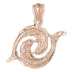 10K, 14K or 18K Gold Zodiac - Pisces Pendant