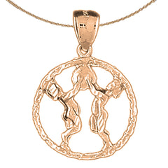 10K, 14K or 18K Gold Zodiac - Gemini Pendant