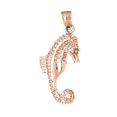 10K, 14K or 18K Gold Seahorse 3D Pendant