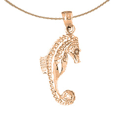 10K, 14K or 18K Gold Seahorse 3D Pendant