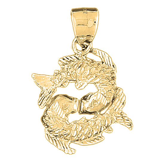 10K, 14K or 18K Gold Zodiac - Pisces Pendant