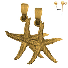 Pendientes de estrella de mar de oro de 14 quilates o 18 quilates de 26 mm