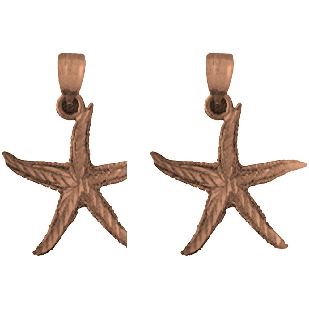 14K or 18K Gold 26mm Starfish Earrings