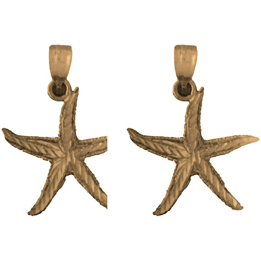Yellow Gold-plated Silver 26mm Starfish Earrings