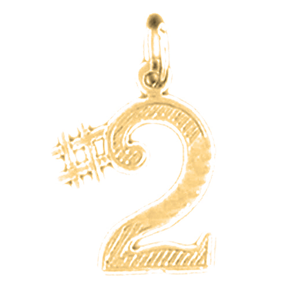 14K or 18K Gold #2, Number Two Pendant