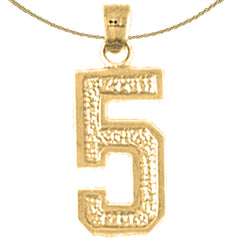 14K or 18K Gold Five, #5 Pendant