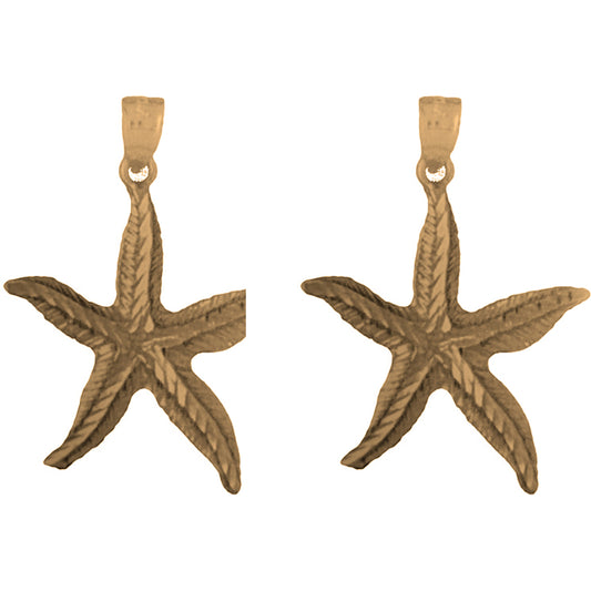Yellow Gold-plated Silver 33mm Starfish Earrings