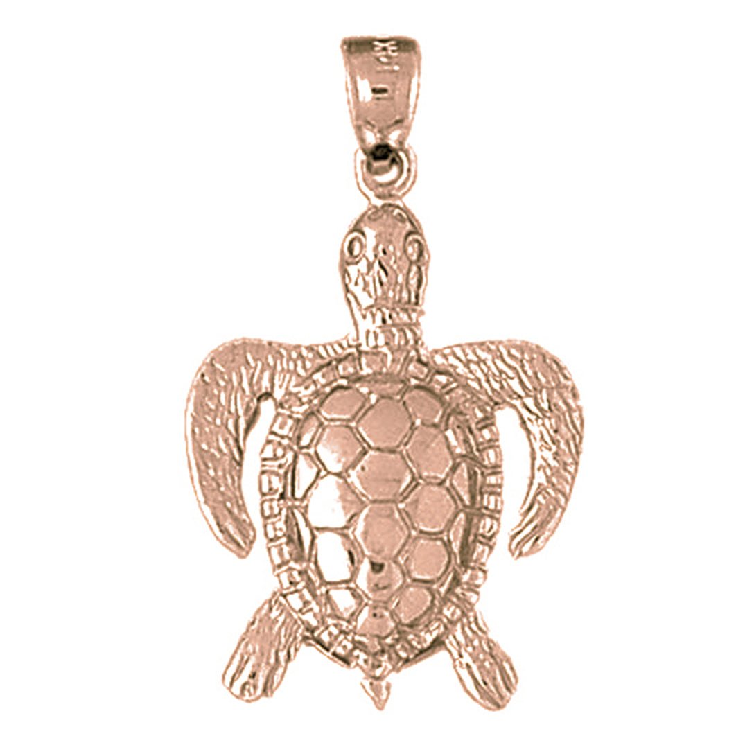 10K, 14K or 18K Gold Turtles Pendant