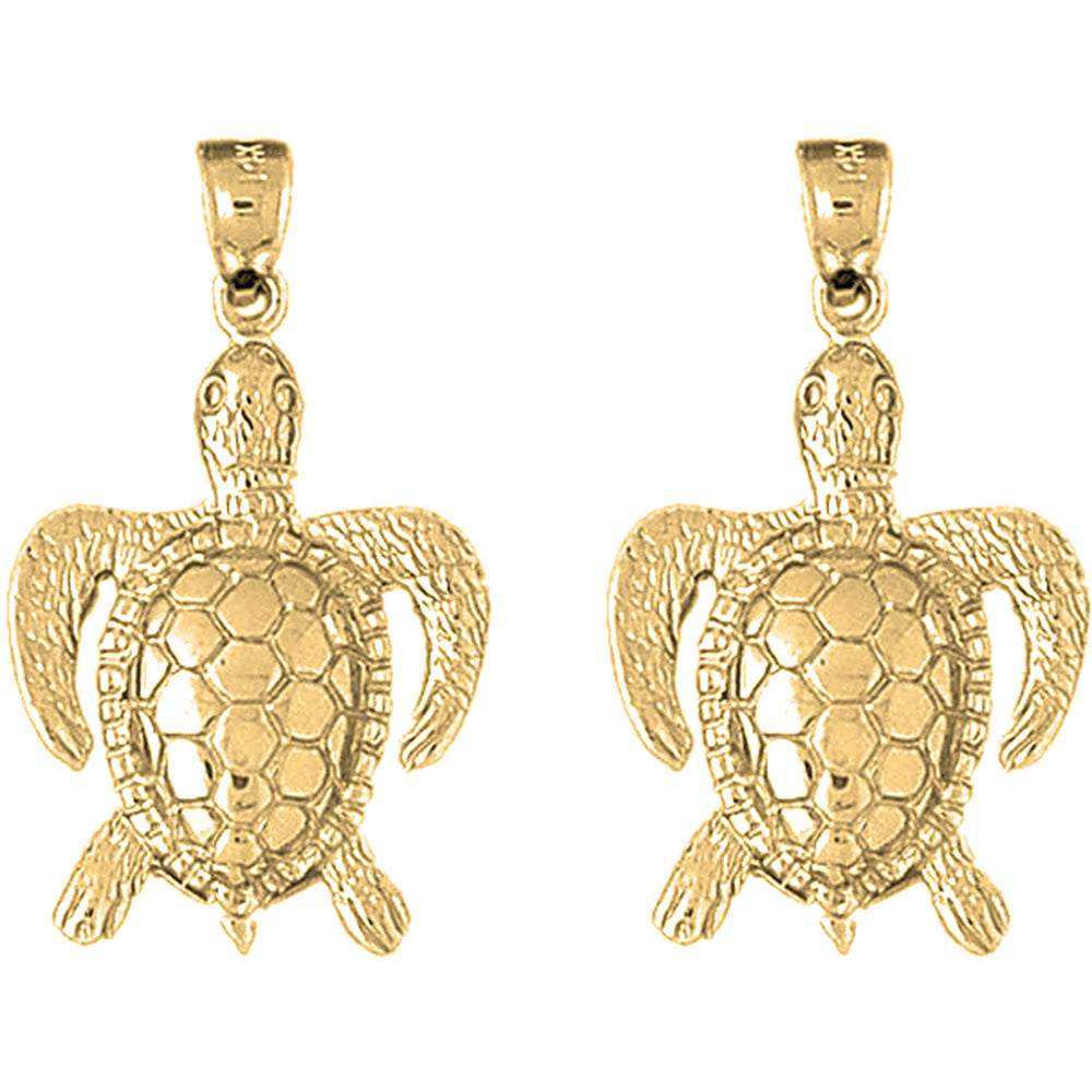 Yellow Gold-plated Silver 35mm Turtles Earrings