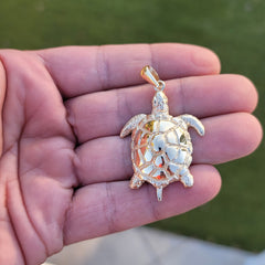 10K, 14K or 18K Gold Turtles Pendant