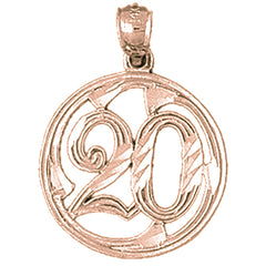 14K or 18K Gold Bezeled #20, Twenty Pendant