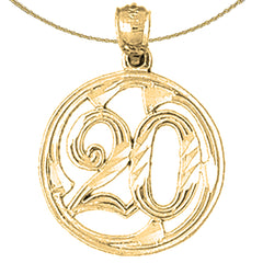 14K or 18K Gold Bezeled #20, Twenty Pendant