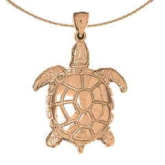 10K, 14K or 18K Gold Turtles Pendant