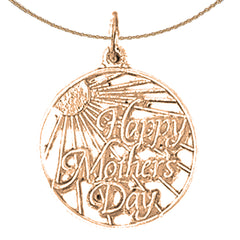 14K or 18K Gold Happy Mothers Day Pendant