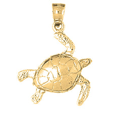 10K, 14K or 18K Gold Turtles Pendant