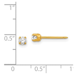 Inverness 14K Yellow Gold 3mm April Crystal Birthstone Post Earrings