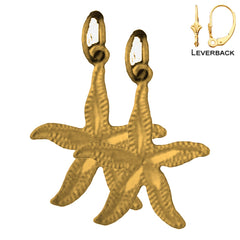 Sterling Silver 22mm Starfish Earrings (White or Yellow Gold Plated)