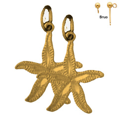 Sterling Silver 22mm Starfish Earrings (White or Yellow Gold Plated)