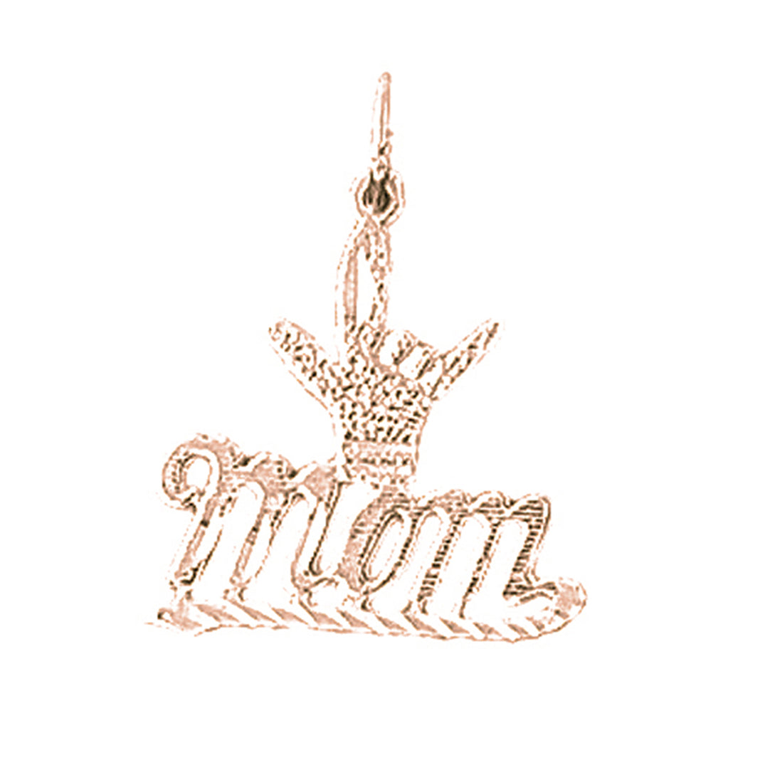 14K or 18K Gold I Love You Mom Pendant