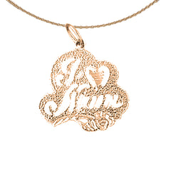 14K or 18K Gold I Love Mom Pendant