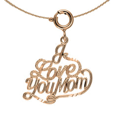 14K or 18K Gold I Love You Mom Pendant