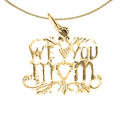 14K or 18K Gold I Love You Mom Pendant