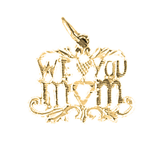 14K or 18K Gold I Love You Mom Pendant