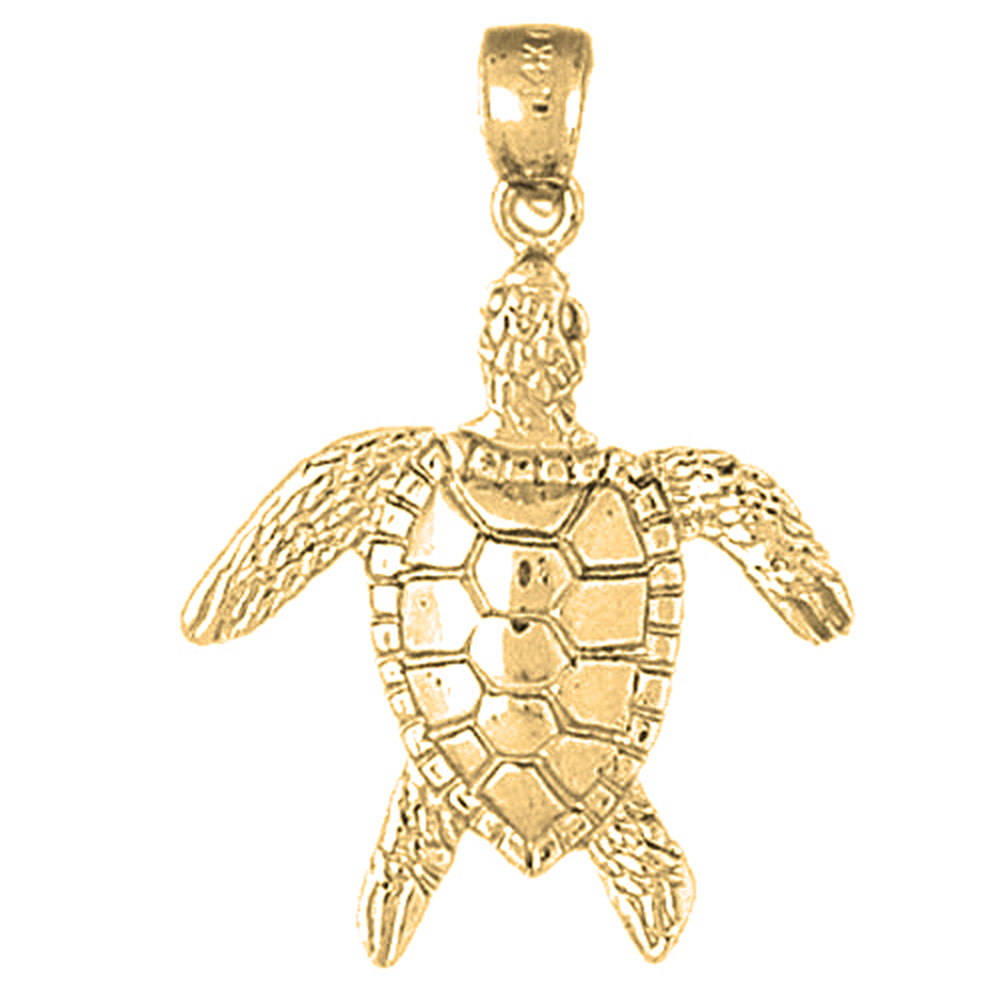 10K, 14K or 18K Gold Turtles Pendant