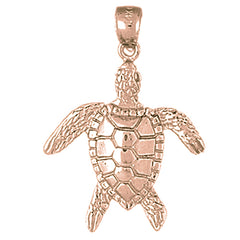 10K, 14K or 18K Gold Turtles Pendant