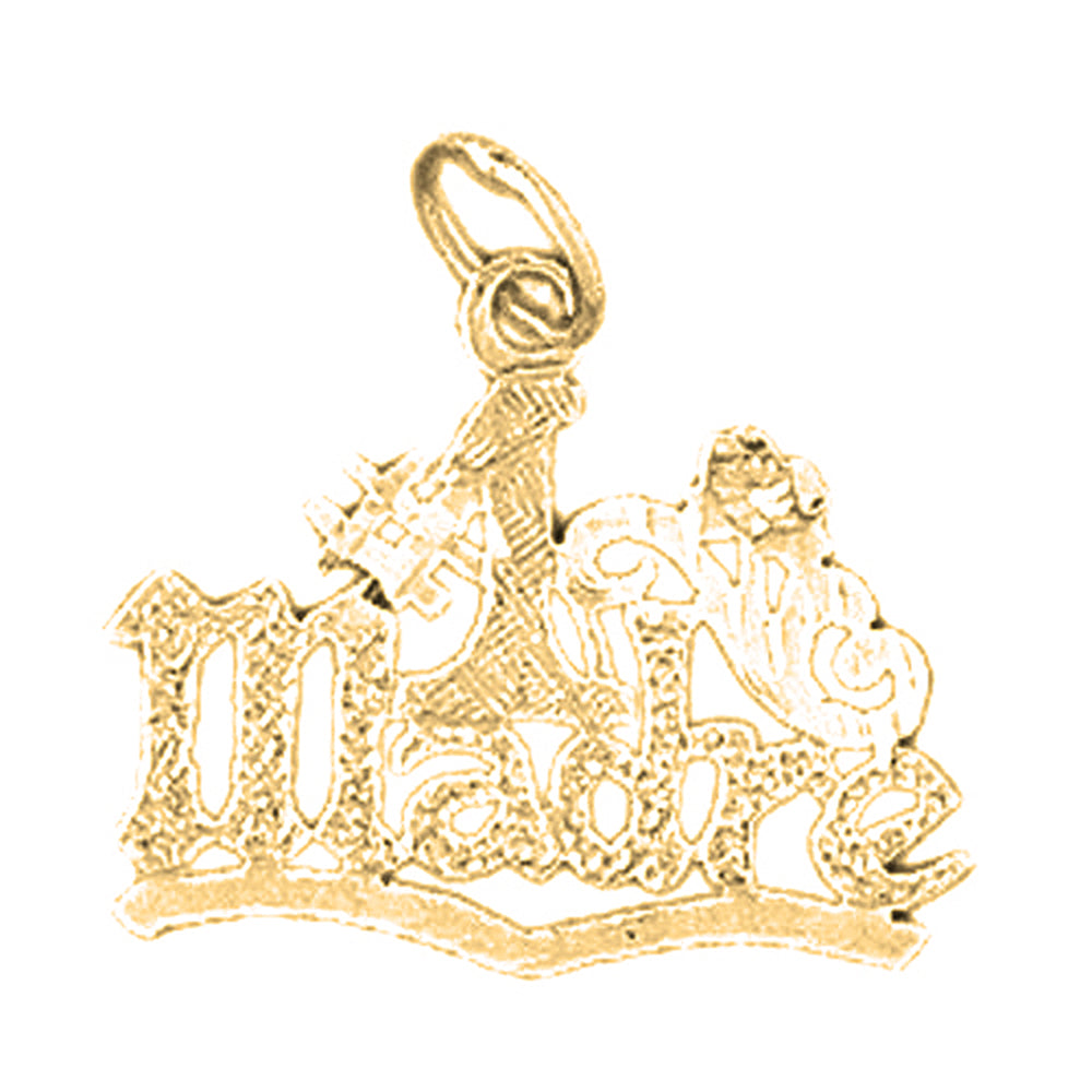 14K or 18K Gold # Mom Pendant