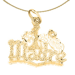 14K or 18K Gold # Mom Pendant