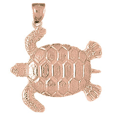 10K, 14K or 18K Gold Turtles Pendant