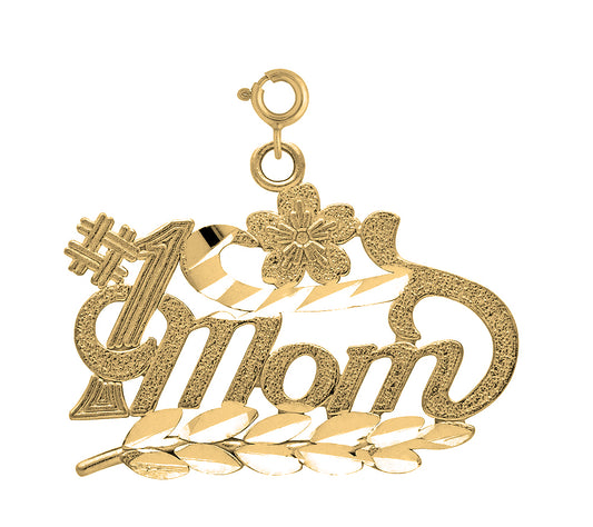 14K or 18K Gold #1 Mom Pendant