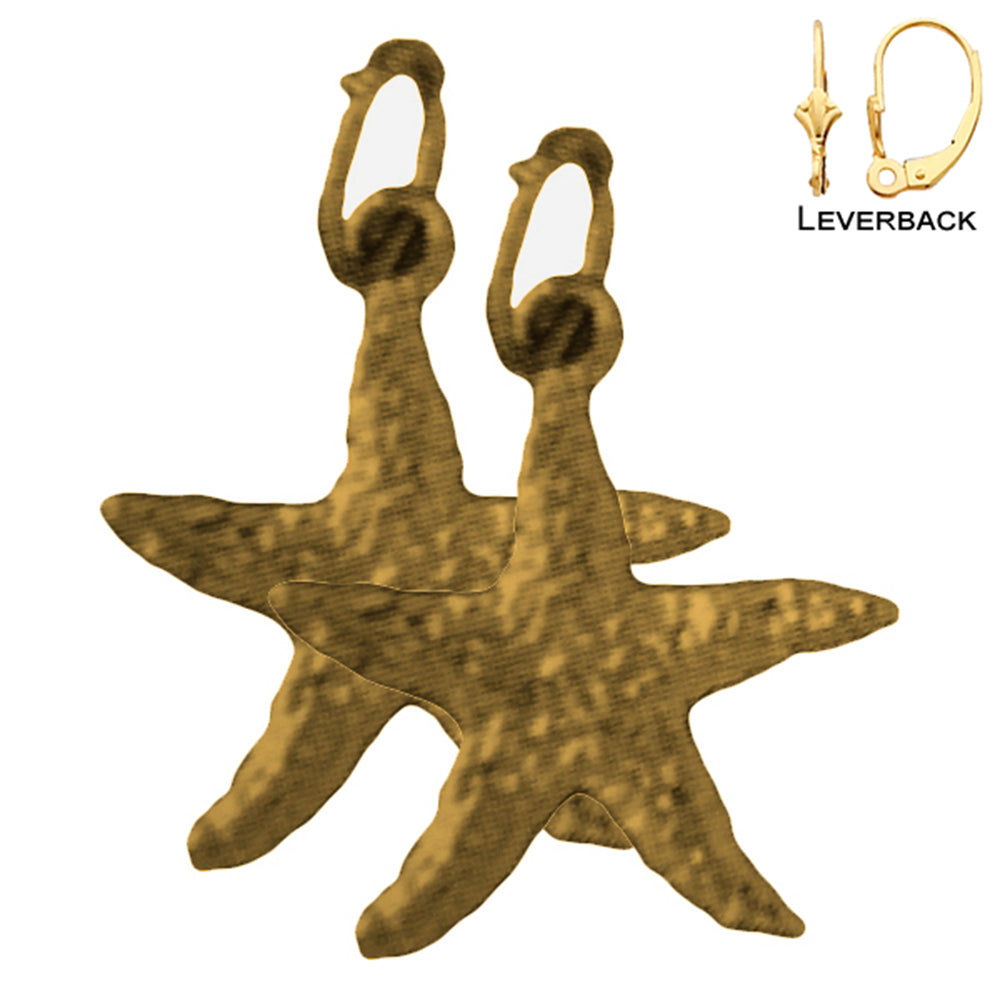 Pendientes de estrella de mar de oro de 14 quilates o 18 quilates de 19 mm