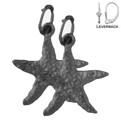 Sterling Silver 19mm Starfish Earrings (White or Yellow Gold Plated)