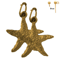 Sterling Silver 19mm Starfish Earrings (White or Yellow Gold Plated)
