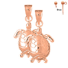 Pendientes Tortugas de Oro de 14K o 18K de 27mm