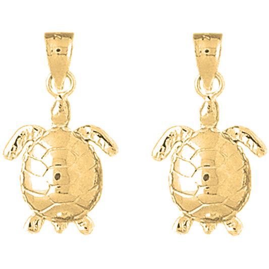 Yellow Gold-plated Silver 27mm Turtles Earrings