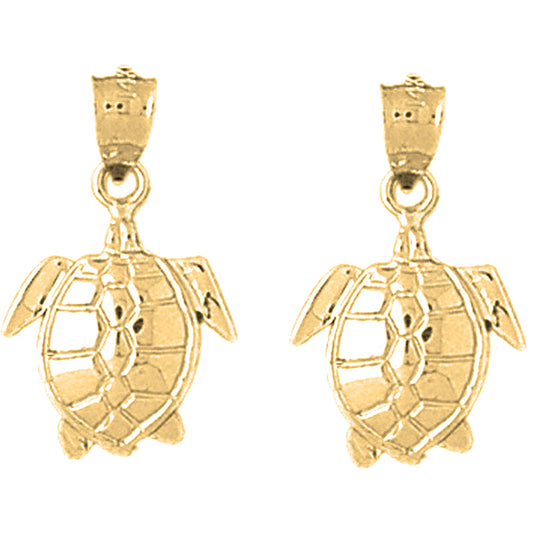 Yellow Gold-plated Silver 24mm Turtles Earrings