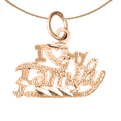 14K or 18K Gold I Love My Family Pendant